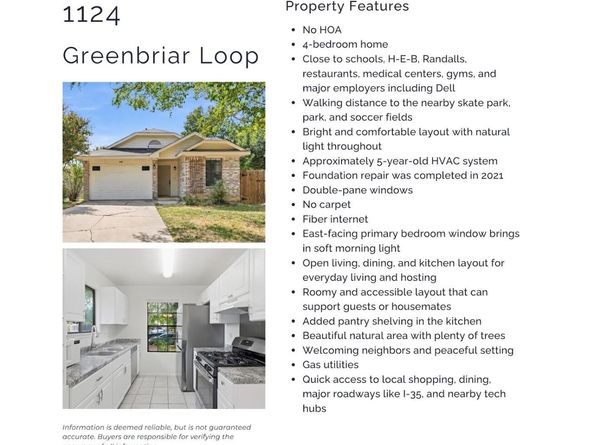 1124 Greenbriar LOOP, Round Rock TX 78664