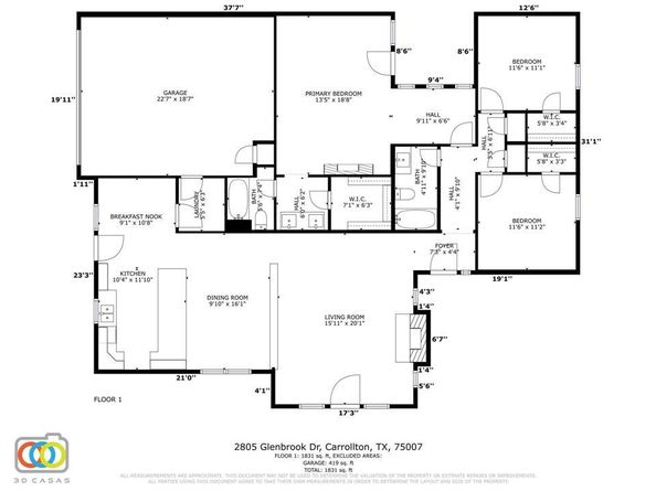 2805  Glenbrook Drive , Carrollton Texas 75007