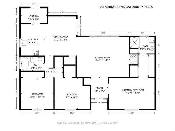 701  Melissa Lane , Garland Texas 75040