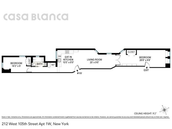 212 West 105th Street 1W, New York NY 10025