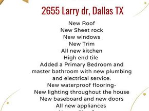 2655  Larry Drive , Dallas Texas 75228