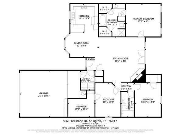 932  Freestone Drive , Arlington Texas 76017